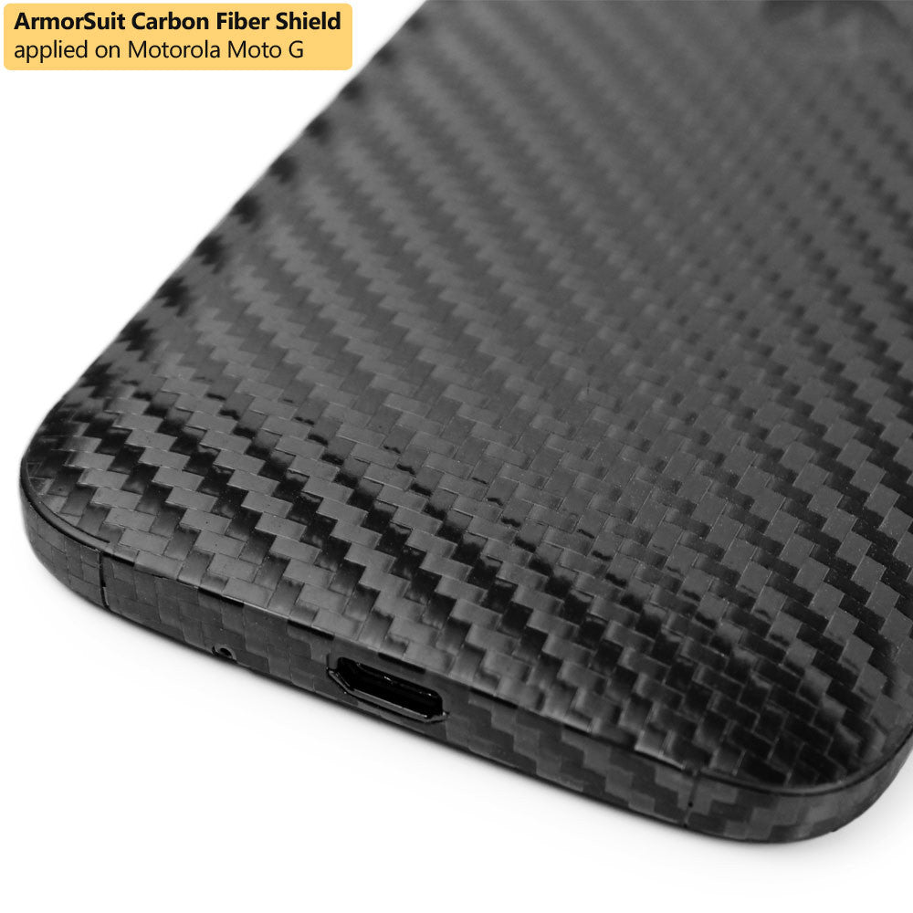 Motorola Moto G (1st Generation) Screen Protector + Black Carbon Fiber Film Protector