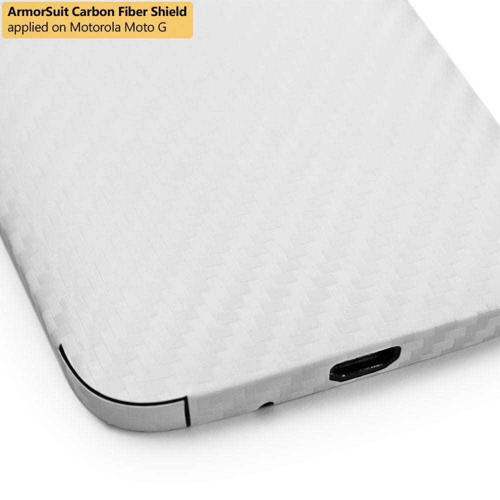 Motorola Moto G (1st Generation) Screen Protector + White Carbon Fiber Film Protector