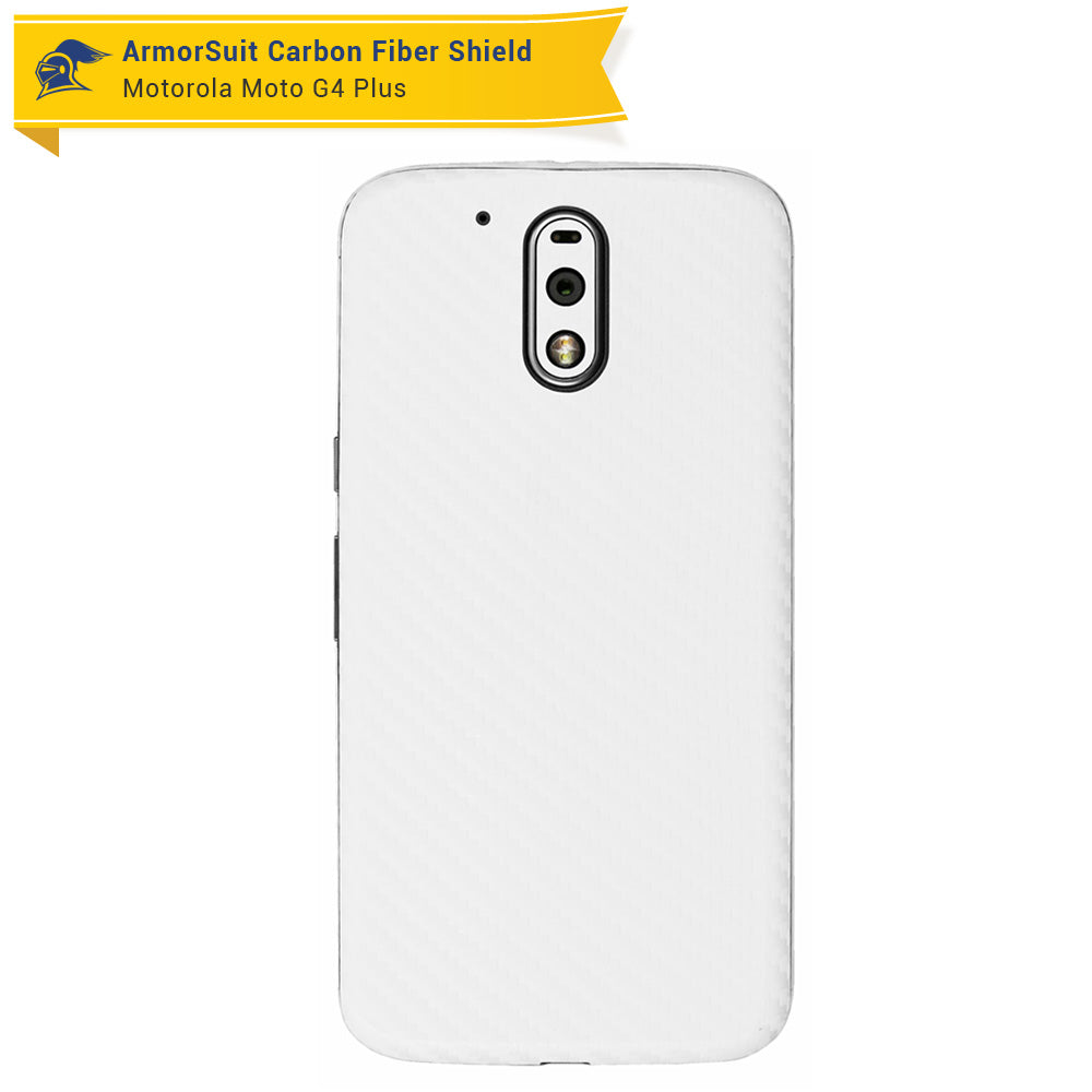 Motorola Moto G4 Plus Screen Protector + White Carbon Fiber Skin