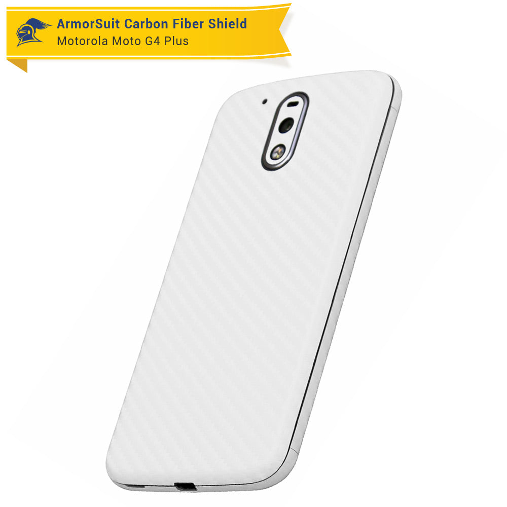 Motorola Moto G4 Plus Screen Protector + White Carbon Fiber Skin