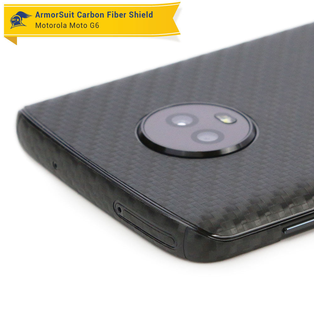 Motorola Moto G6 Screen Protector + Black Carbon Fiber Skin Protector