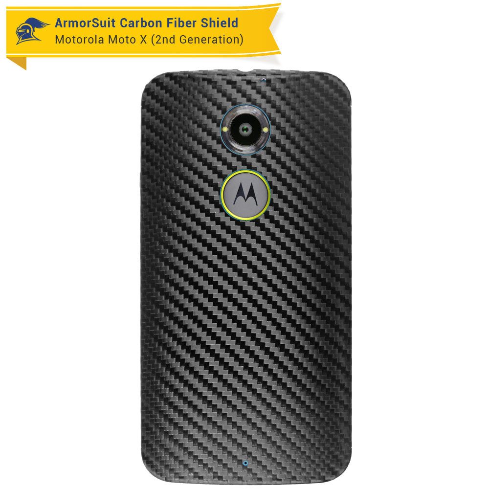 Motorola Moto X (2nd Generation 2014) Screen Protector + Black Carbon Fiber Skin