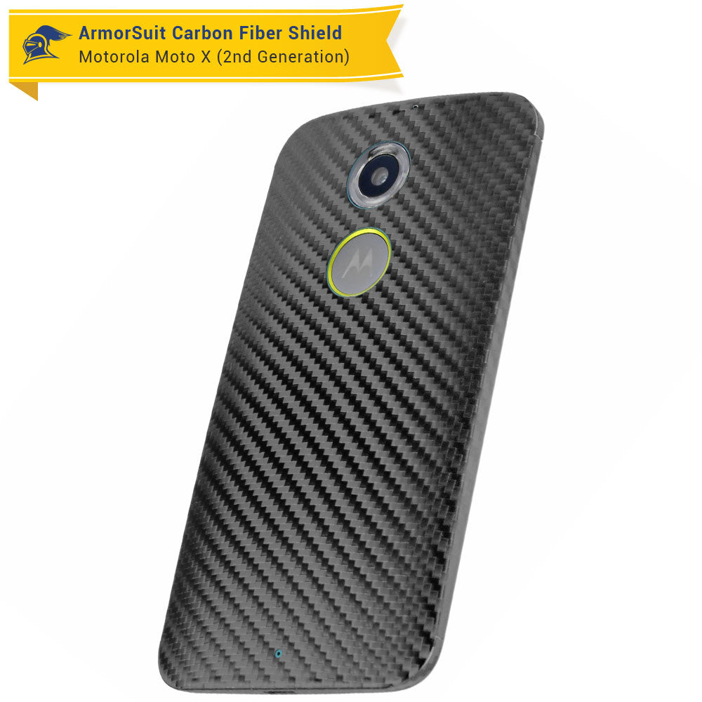 Motorola Moto X (2nd Generation 2014) Screen Protector + Black Carbon Fiber Skin