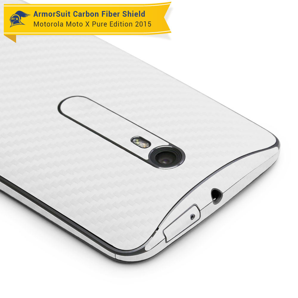 Motorola Moto X Pure Edition Screen Protector + White Carbon Fiber Skin