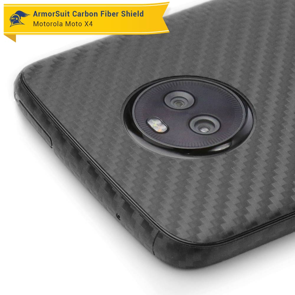 Motorola Moto X4 Screen Protector + Black Carbon Fiber Skin