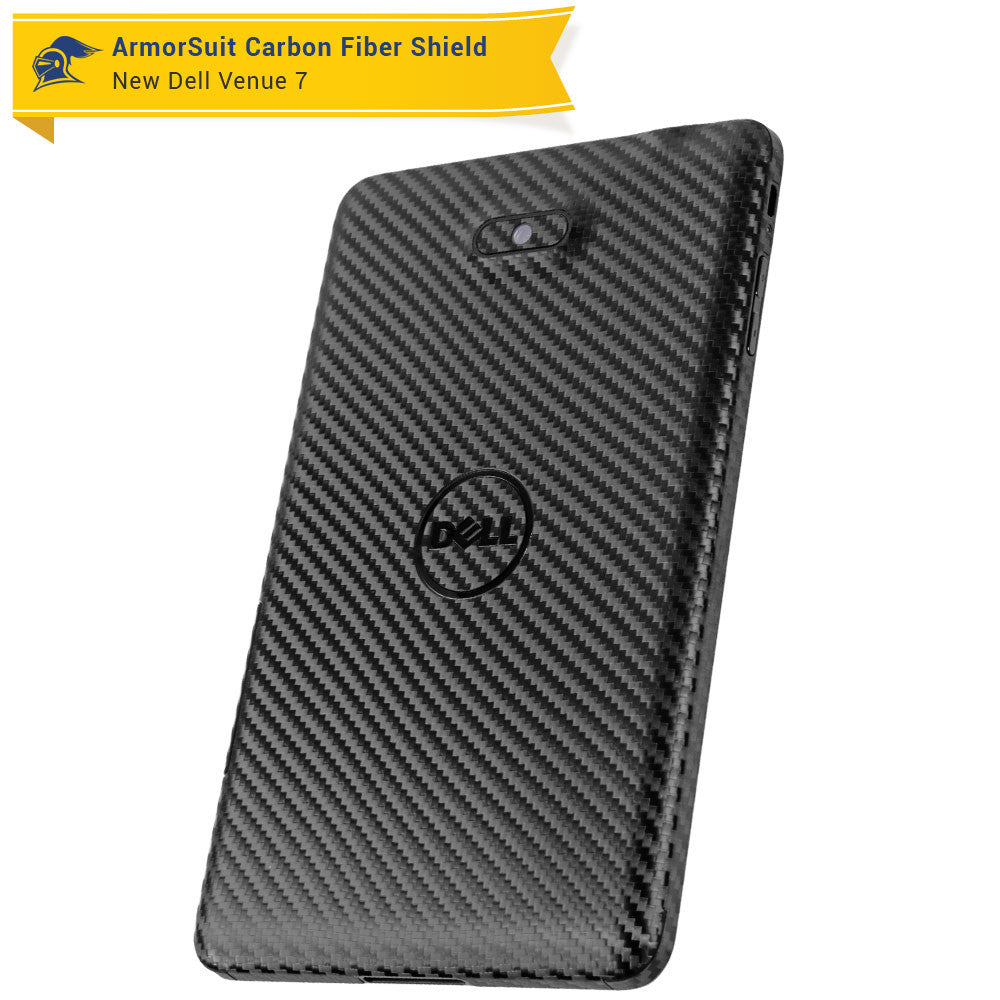 New Dell Venue 7 (2014) Screen Protector + Black Carbon Fiber Skin Protector