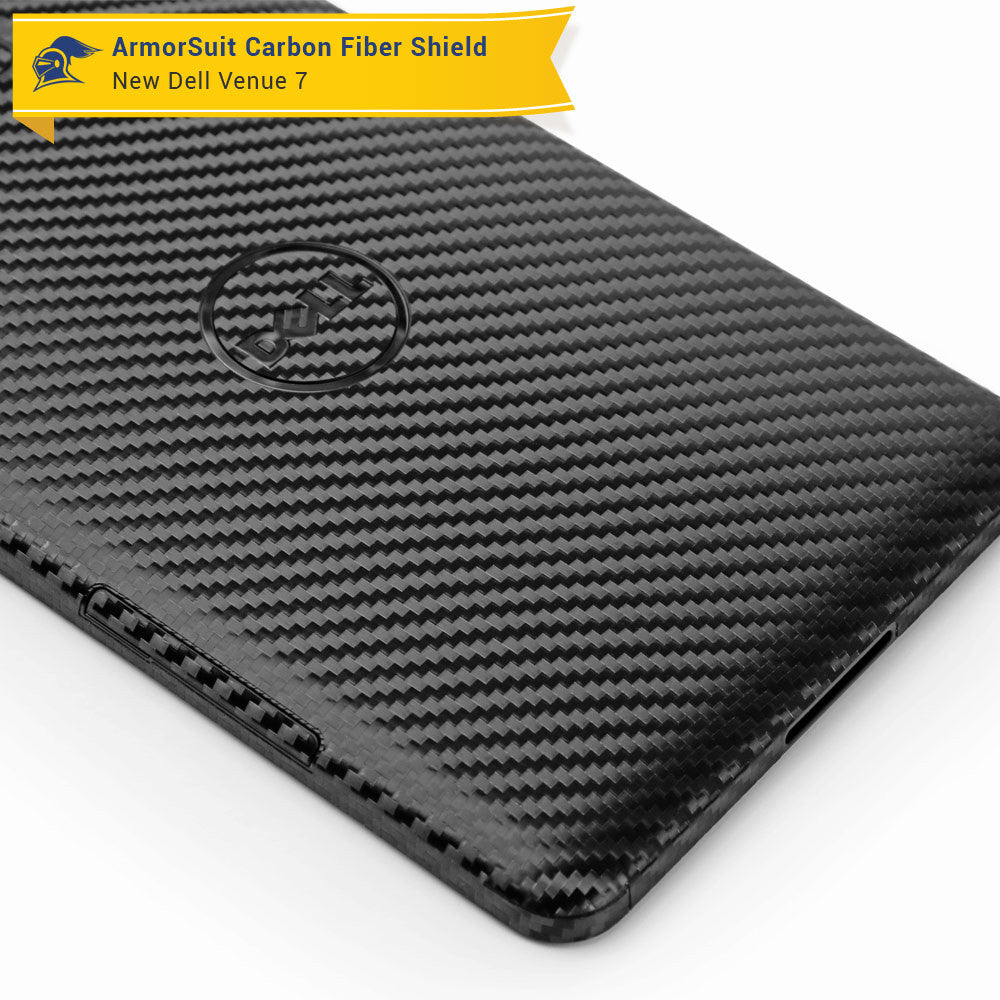 New Dell Venue 7 (2014) Screen Protector + Black Carbon Fiber Skin Protector