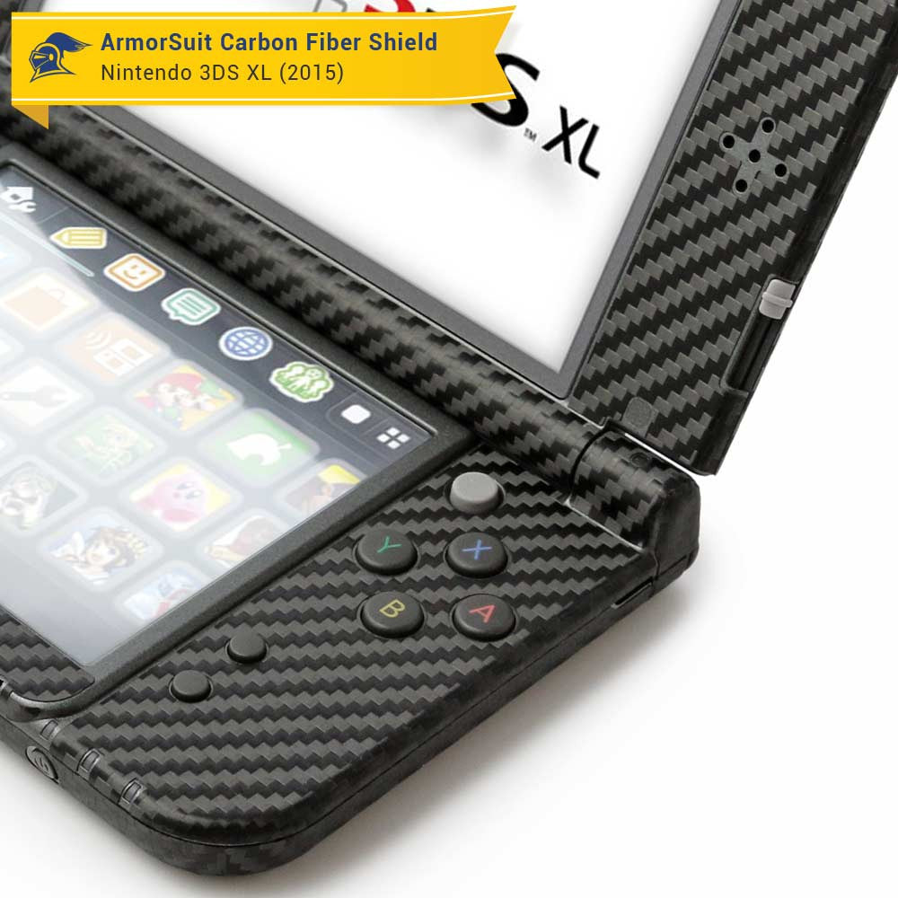 New Nintendo 3DS XL (2015) Screen Protector + Black Carbon Fiber Skin