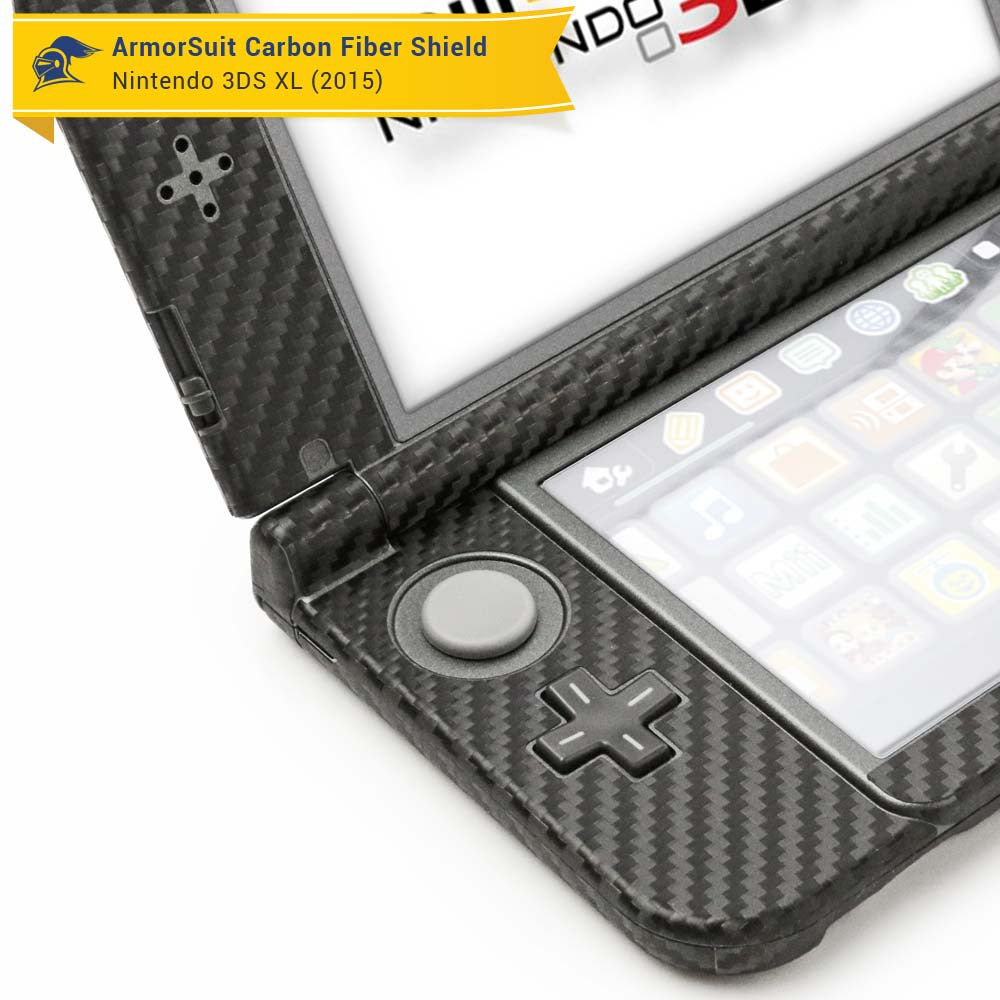 New Nintendo 3DS XL (2015) Screen Protector + Black Carbon Fiber Skin