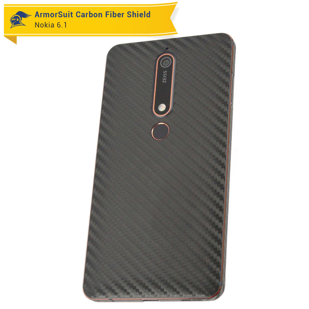 Nokia 6.1 Screen Protector + Black Carbon Fiber