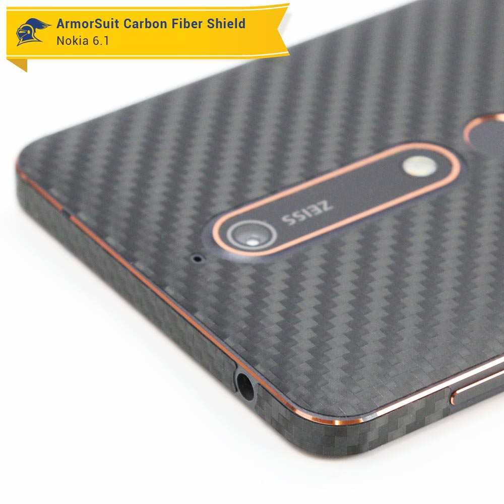 Nokia 6.1 Screen Protector + Black Carbon Fiber