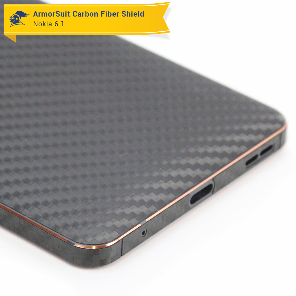 Nokia 6.1 Screen Protector + Black Carbon Fiber