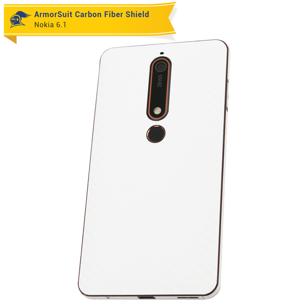 Nokia 6.1 Screen Protector + White Carbon Fiber