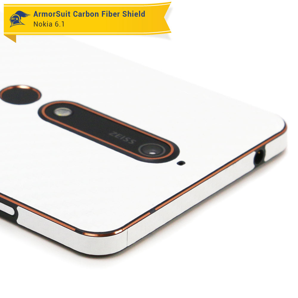 Nokia 6.1 Screen Protector + White Carbon Fiber