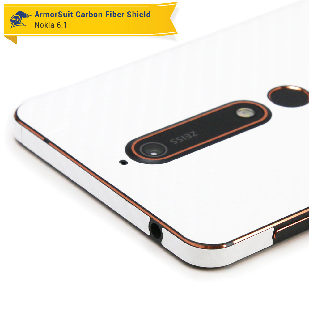 Nokia 6.1 Screen Protector + White Carbon Fiber