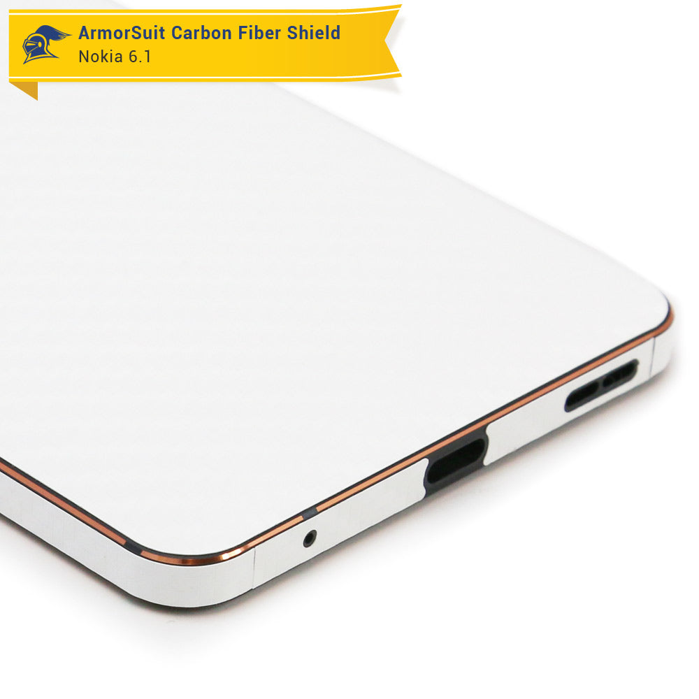 Nokia 6.1 Screen Protector + White Carbon Fiber