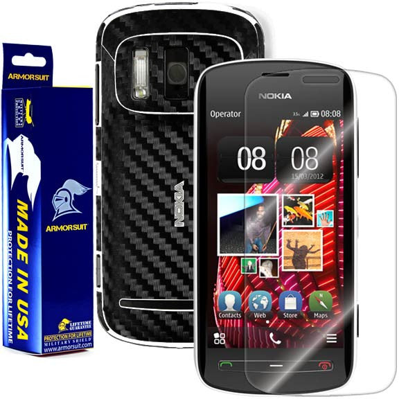 Nokia 808 PureView Screen Protector + Black Carbon Fiber Film Protector
