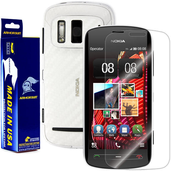 Nokia 808 PureView Screen Protector + White Carbon Fiber Film Protector