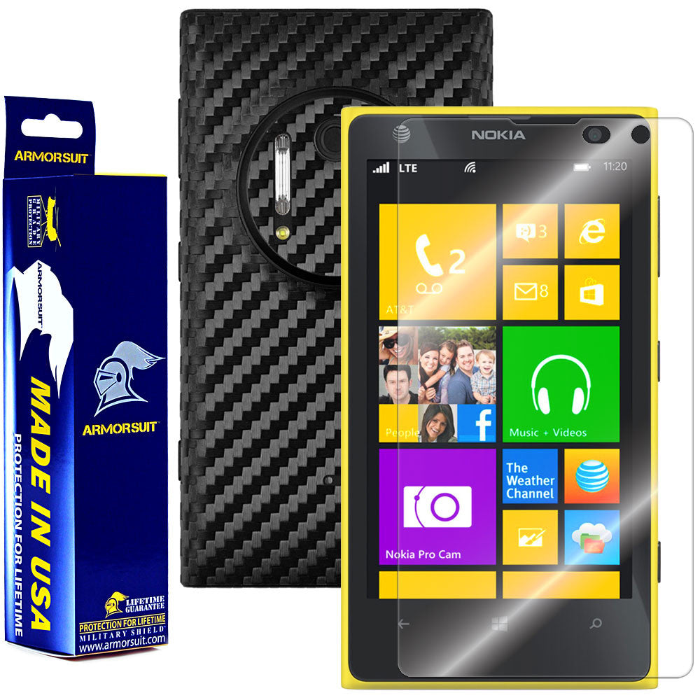 Nokia Lumia 1020 Screen Protector + Black Carbon Fiber Film Protector