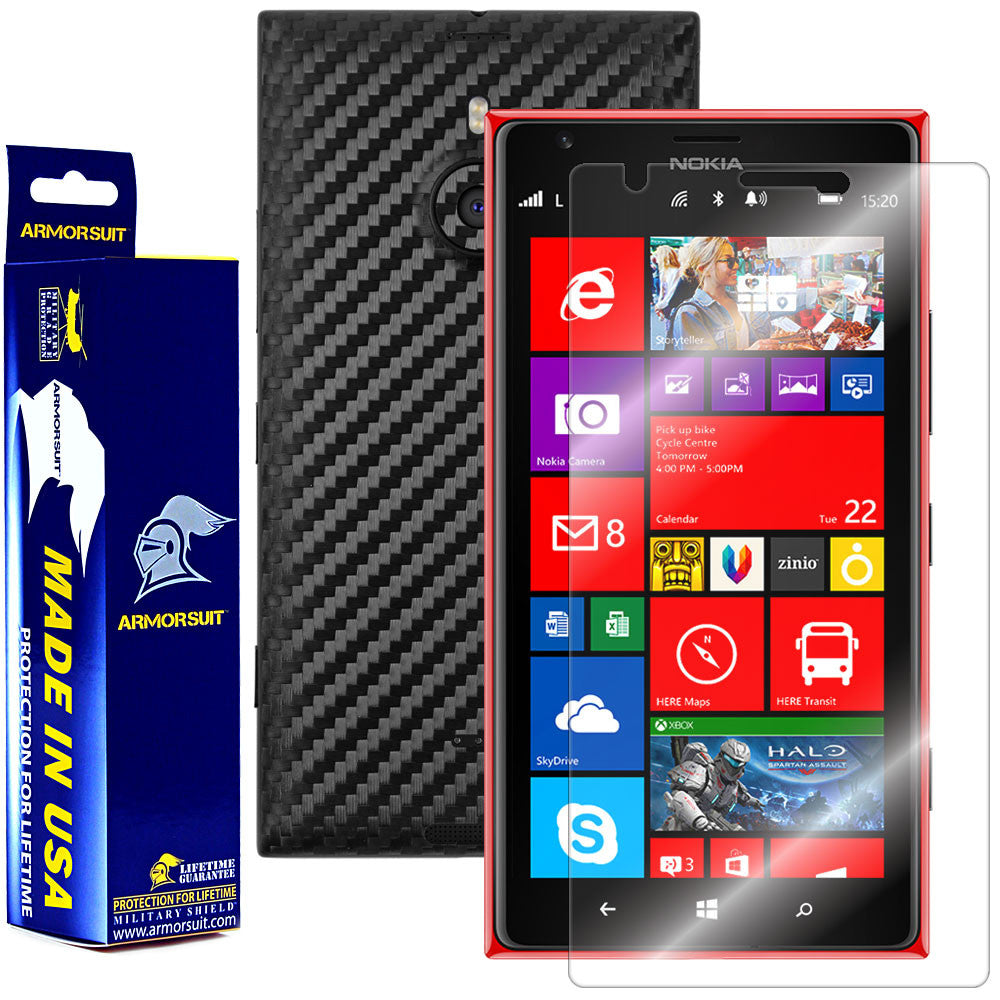 Nokia Lumia 1520 Screen Protector + Black Carbon Fiber Film Protector
