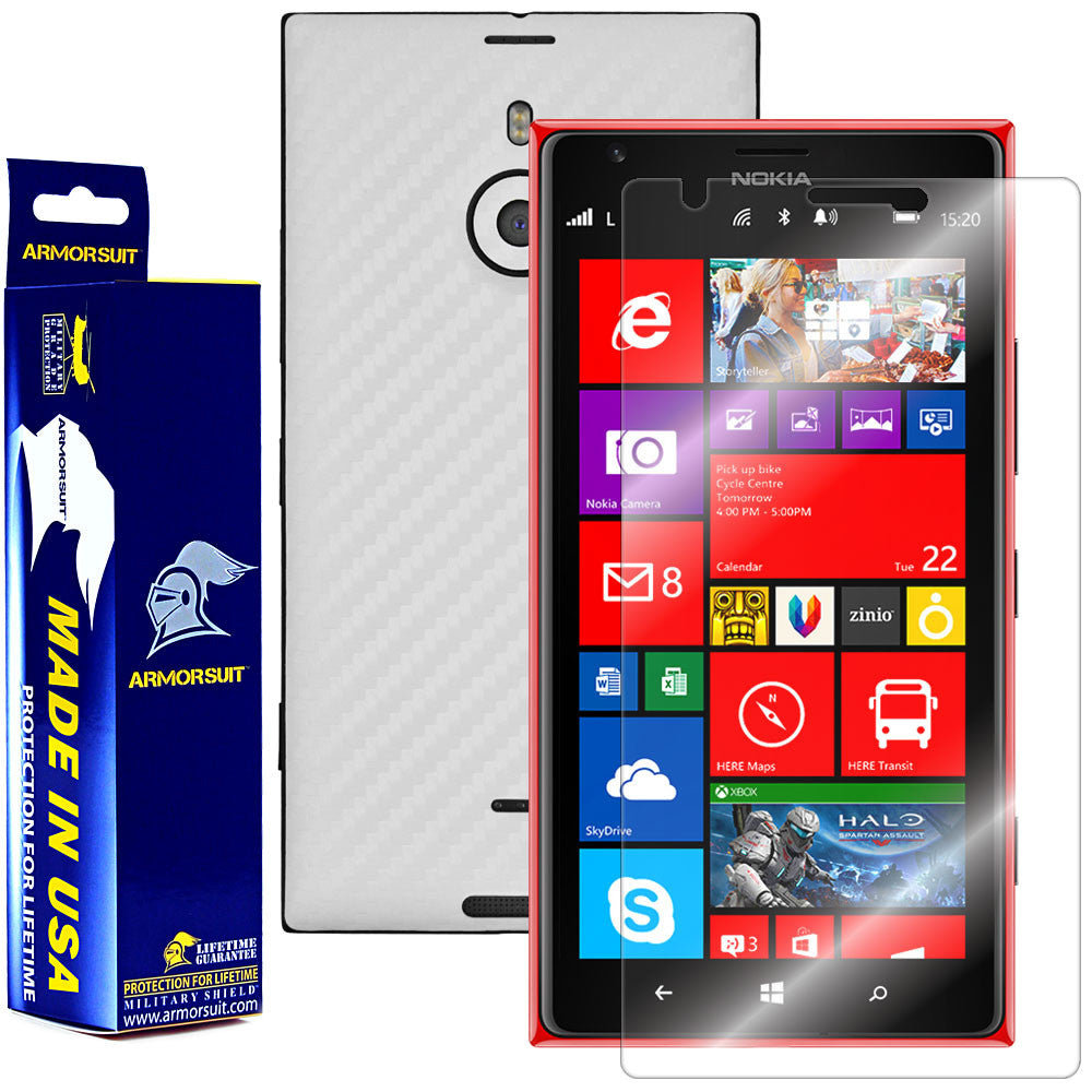Nokia Lumia 1520 Screen Protector + White Carbon Fiber Film Protector