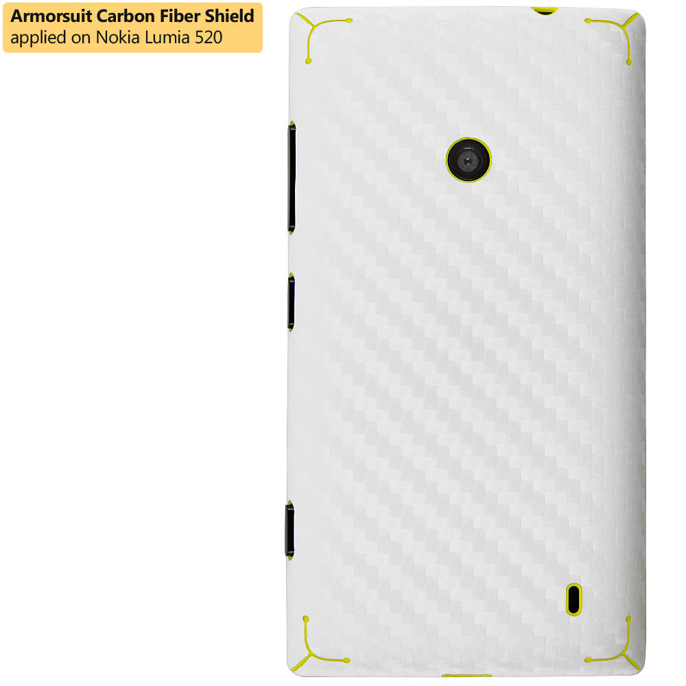 Nokia Lumia 520 Screen Protector + White Carbon Fiber Skin