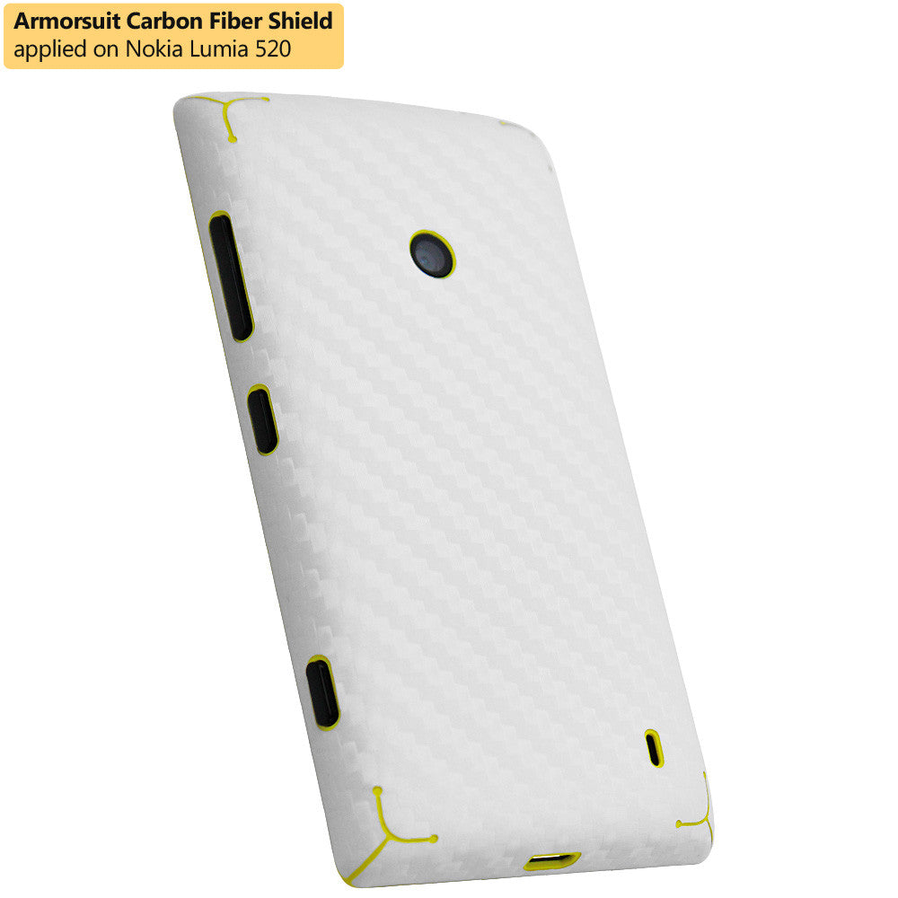 Nokia Lumia 520 Screen Protector + White Carbon Fiber Skin