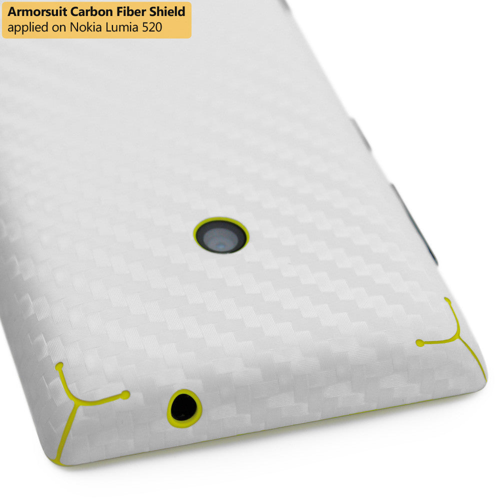Nokia Lumia 520 Screen Protector + White Carbon Fiber Skin