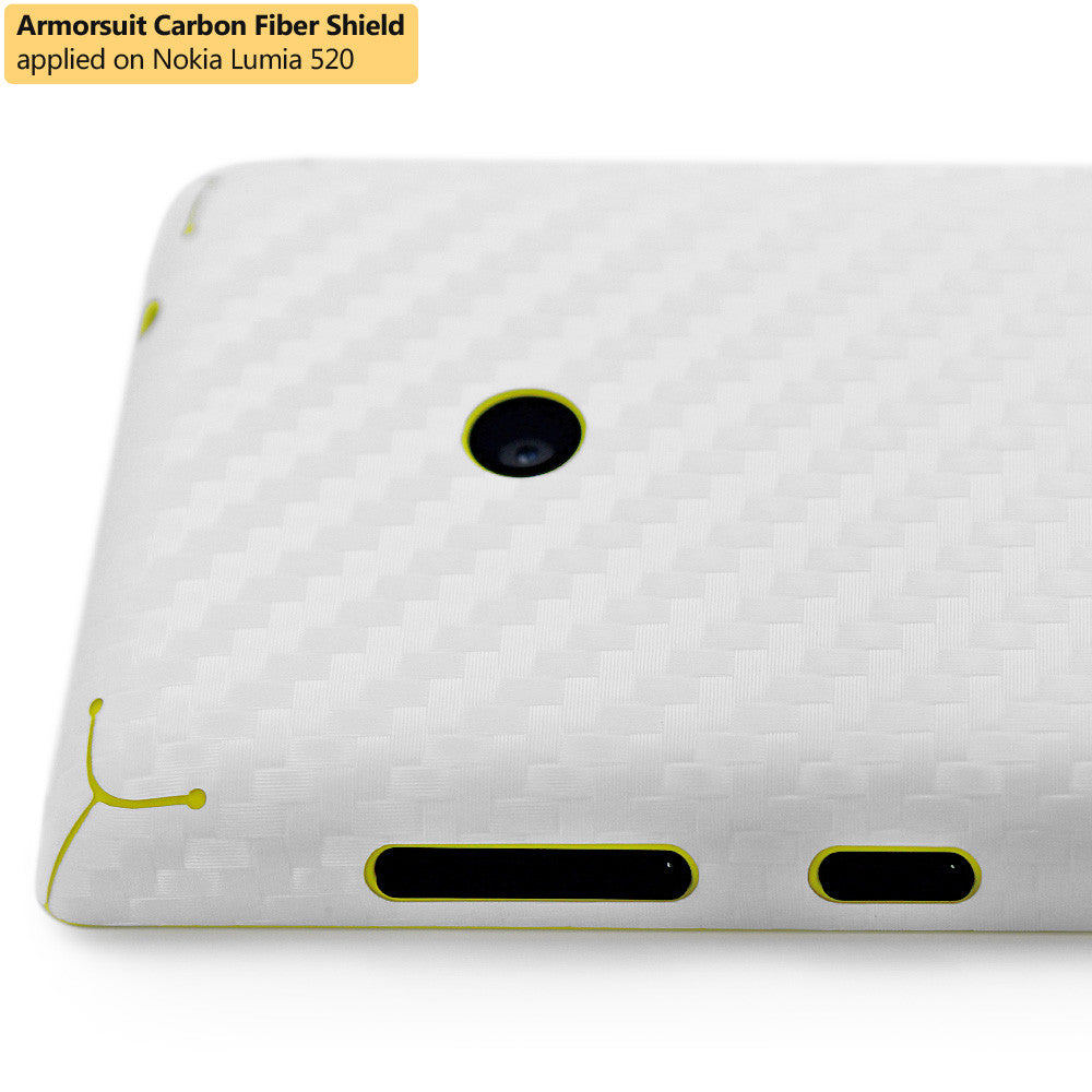 Nokia Lumia 520 Screen Protector + White Carbon Fiber Skin