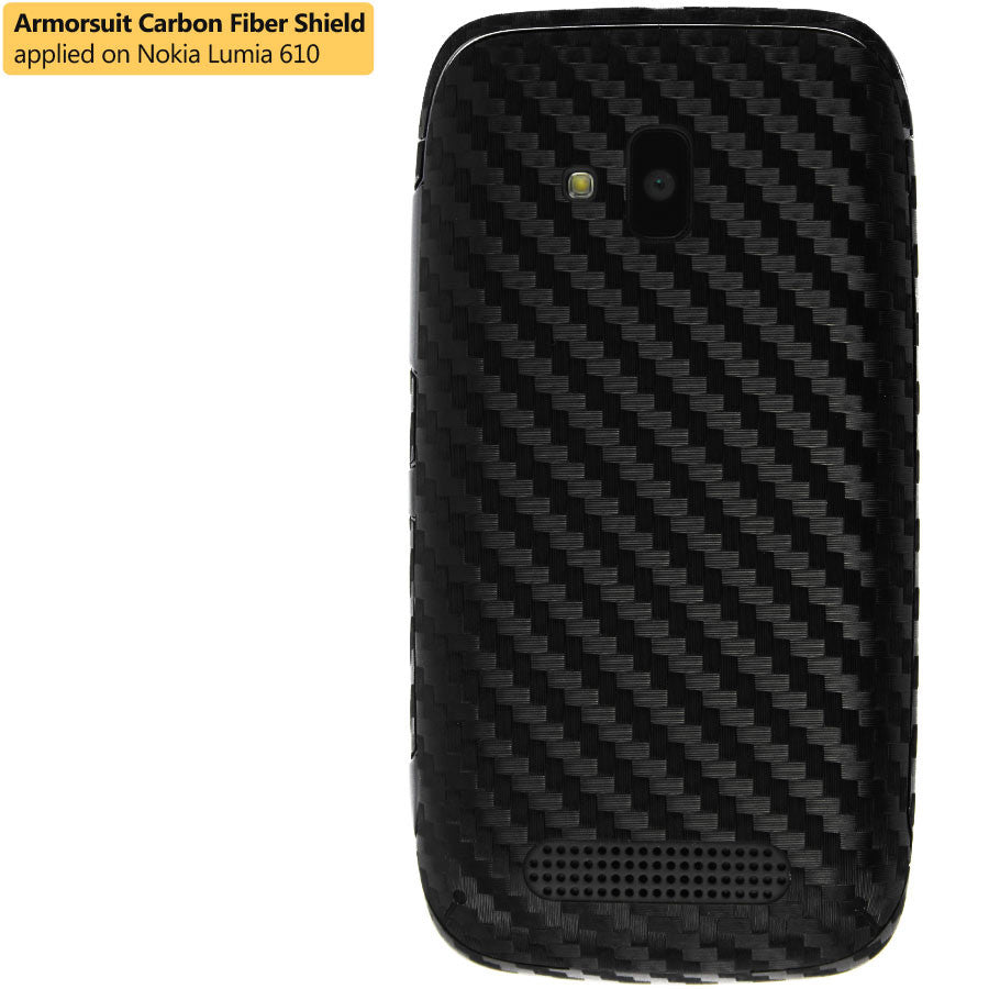 Nokia Lumia 610 Screen Protector & Black Carbon Fiber Skin Protector