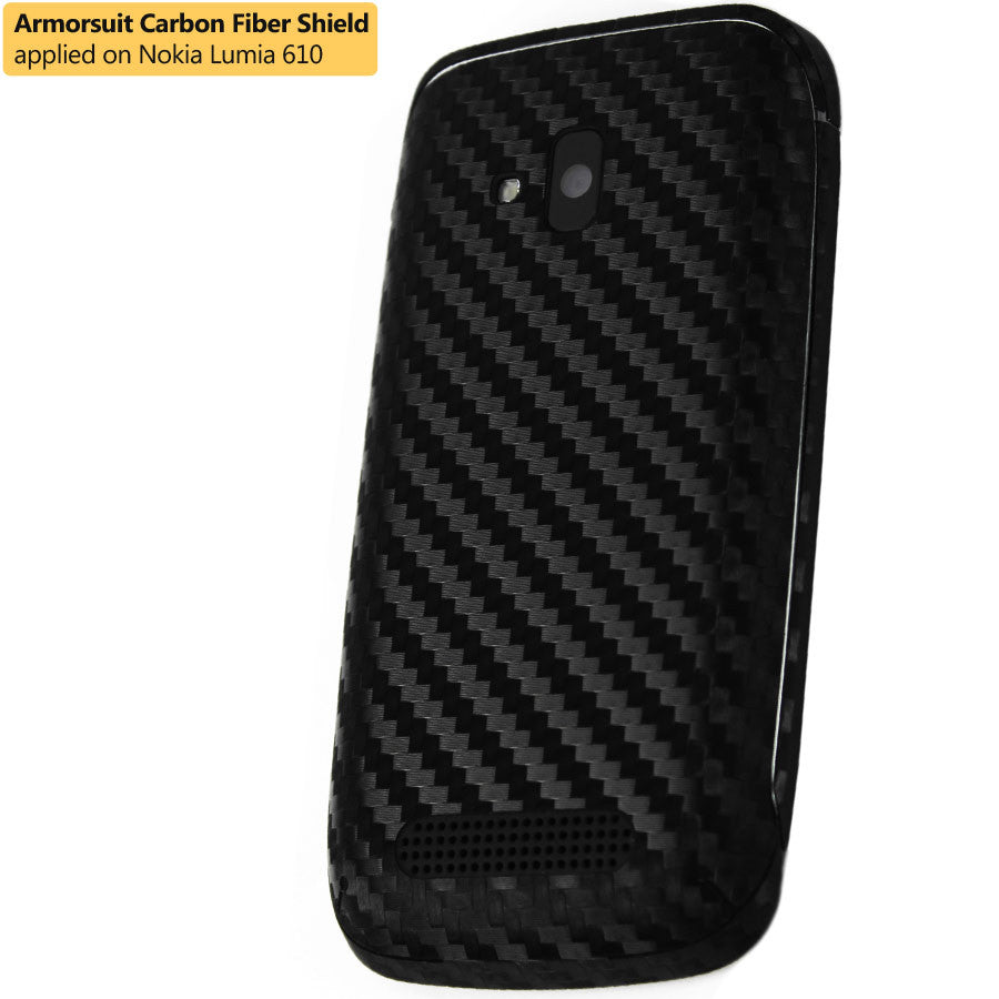 Nokia Lumia 610 Screen Protector & Black Carbon Fiber Skin Protector