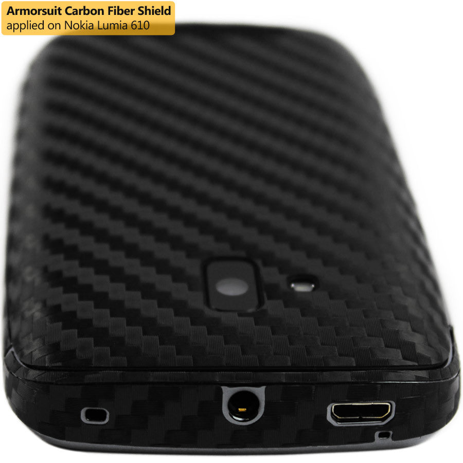 Nokia Lumia 610 Screen Protector & Black Carbon Fiber Skin Protector