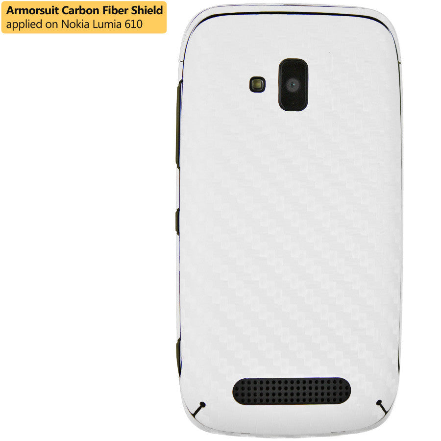 Nokia Lumia 610 Screen Protector & White Carbon Fiber Skin Protector