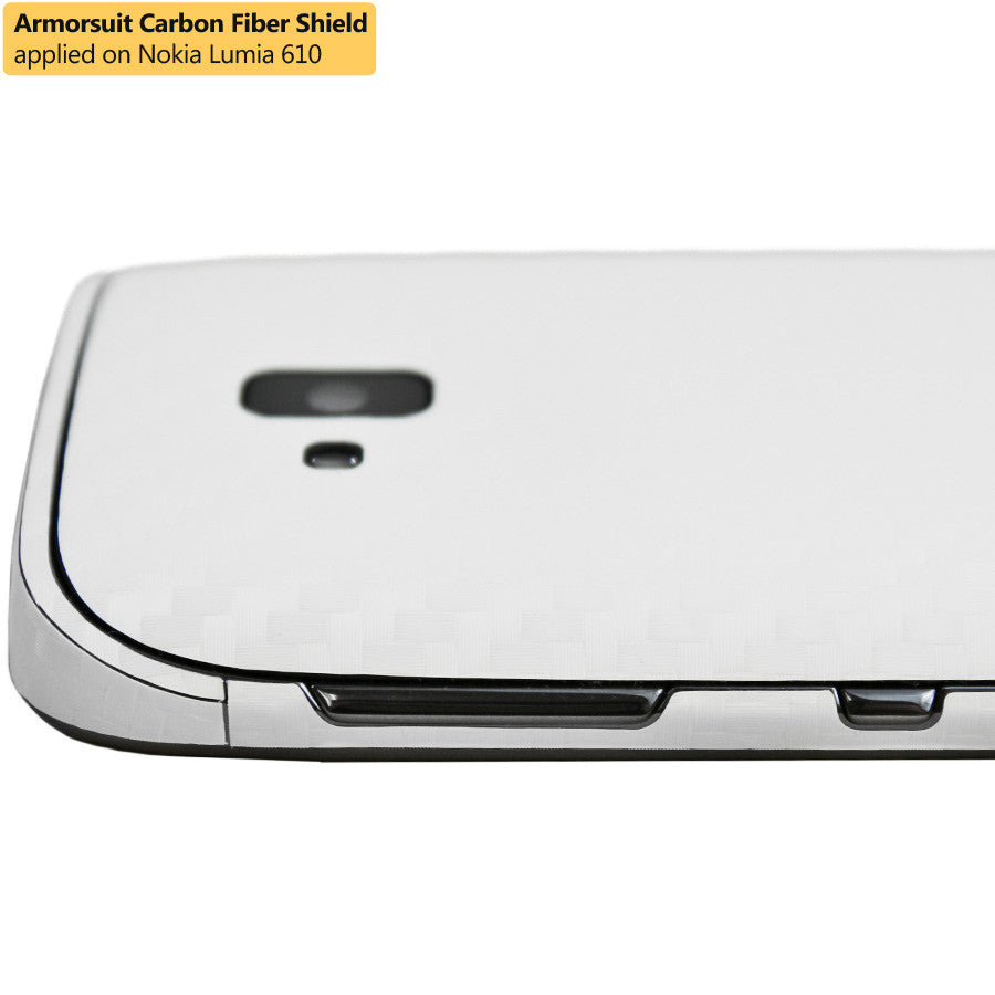 Nokia Lumia 610 Screen Protector & White Carbon Fiber Skin Protector