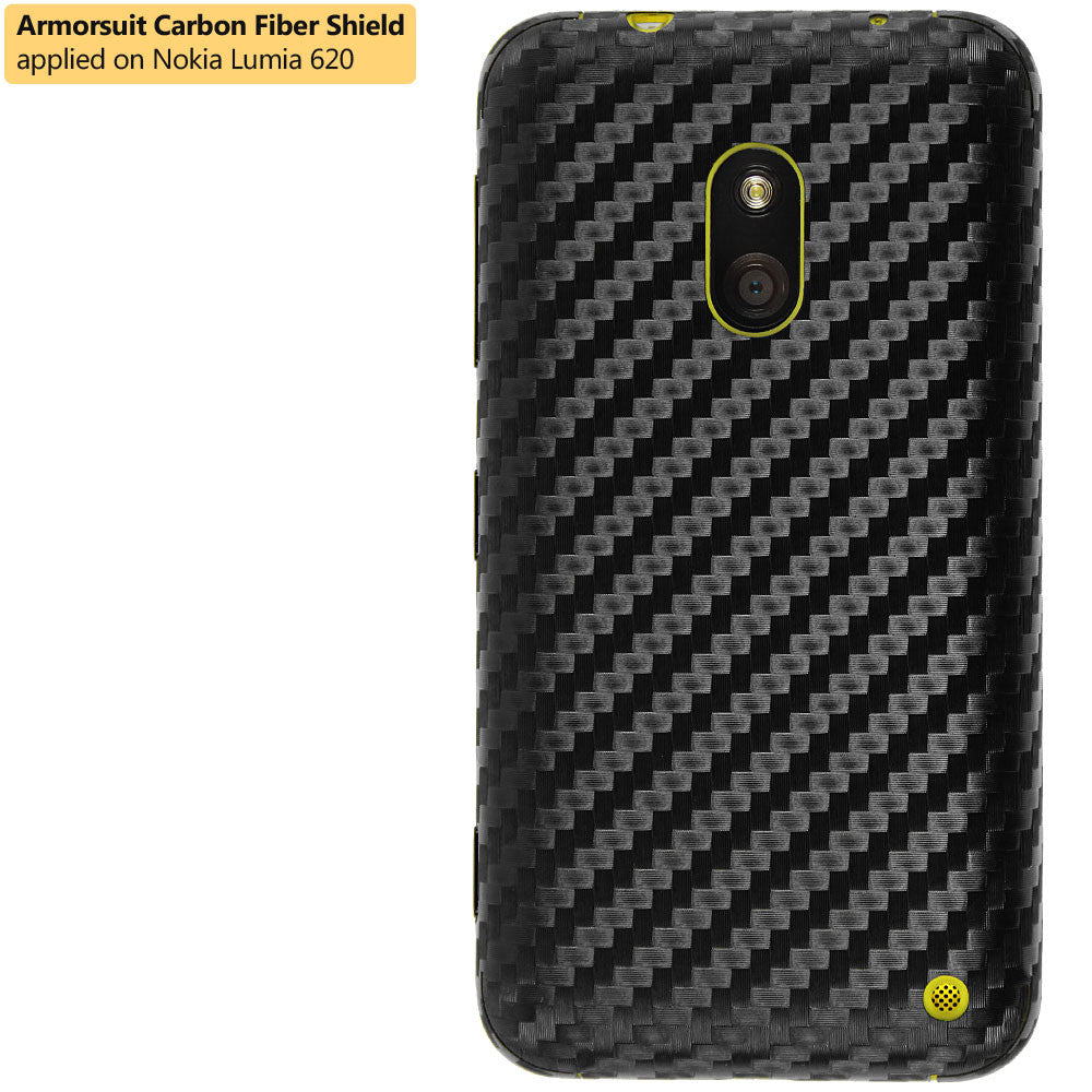 Nokia Lumia 620 Screen Protector + Black Carbon Fiber Film Protector