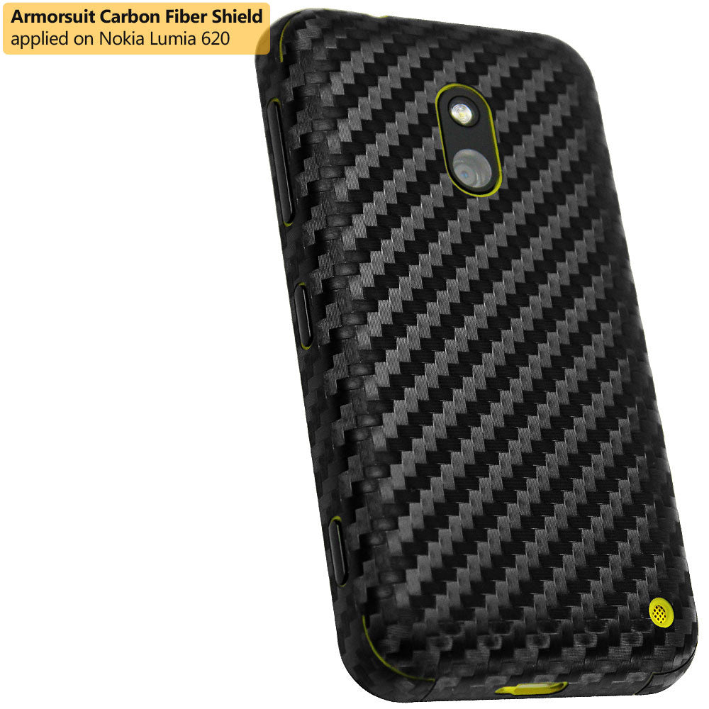 Nokia Lumia 620 Screen Protector + Black Carbon Fiber Film Protector