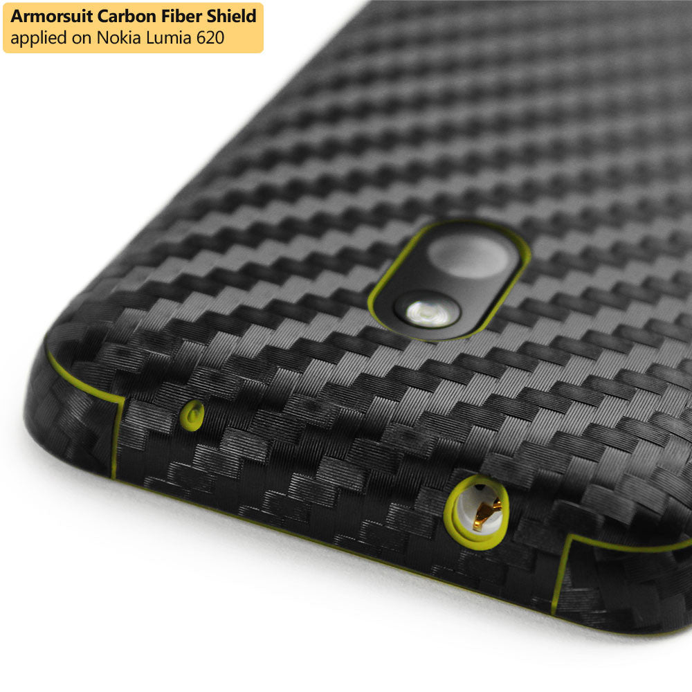 Nokia Lumia 620 Screen Protector + Black Carbon Fiber Film Protector