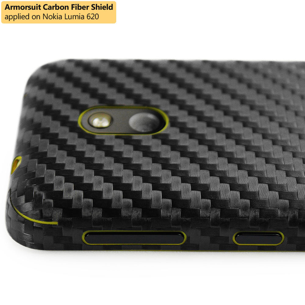 Nokia Lumia 620 Screen Protector + Black Carbon Fiber Film Protector