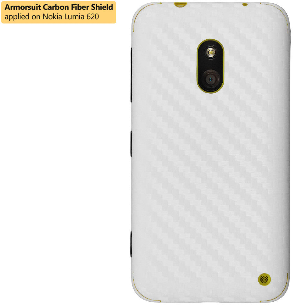 Nokia Lumia 620 Screen Protector + White Carbon Fiber Film Protector