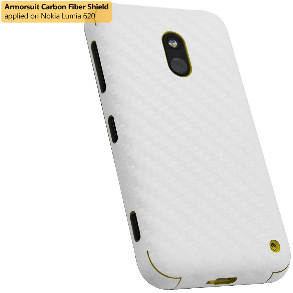 Nokia Lumia 620 Screen Protector + White Carbon Fiber Film Protector
