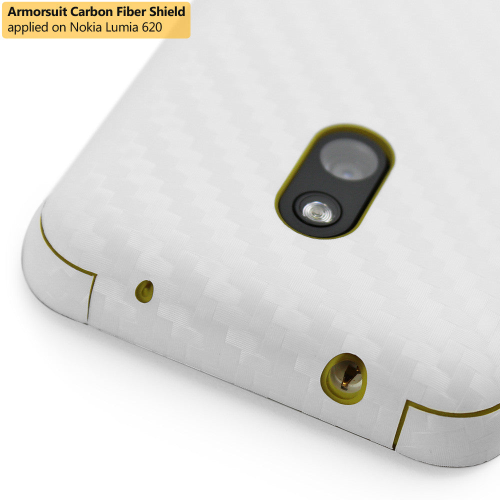 Nokia Lumia 620 Screen Protector + White Carbon Fiber Film Protector