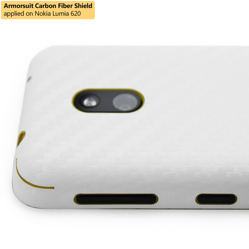 Nokia Lumia 620 Screen Protector + White Carbon Fiber Film Protector