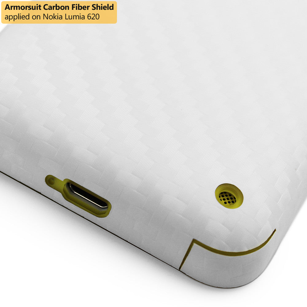Nokia Lumia 620 Screen Protector + White Carbon Fiber Film Protector