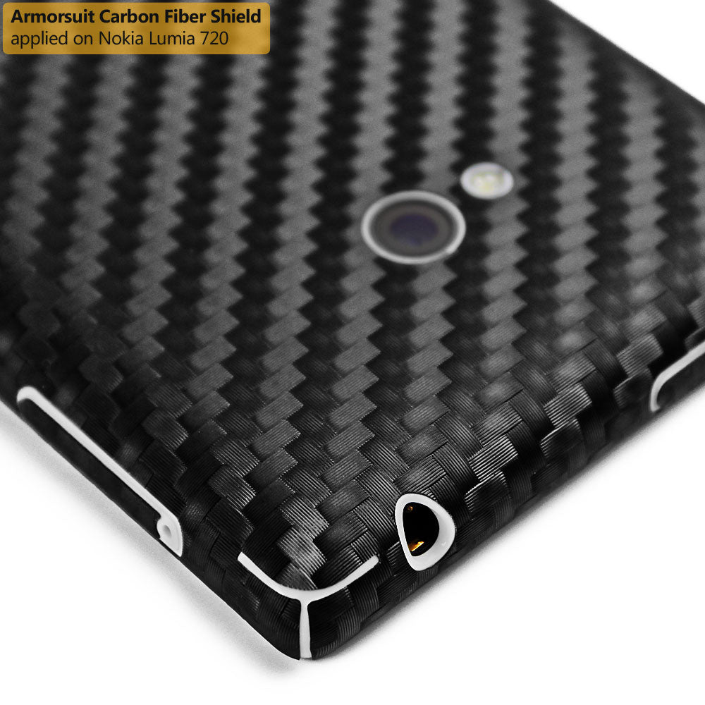 Nokia Lumia 720 Screen Protector + Black Carbon Fiber Film Protector