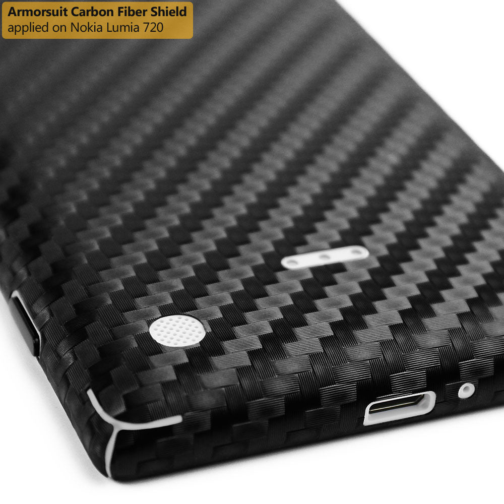 Nokia Lumia 720 Screen Protector + Black Carbon Fiber Film Protector