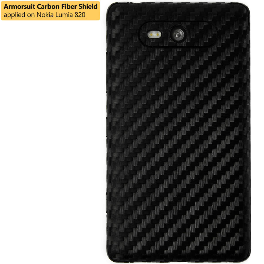 Nokia Lumia 820 Screen Protector + Black Carbon Fiber Skin Protector