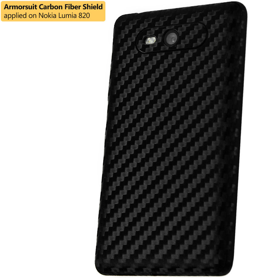 Nokia Lumia 820 Screen Protector + Black Carbon Fiber Skin Protector