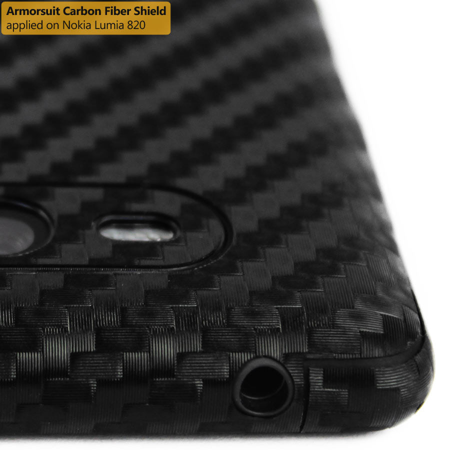 Nokia Lumia 820 Screen Protector + Black Carbon Fiber Skin Protector