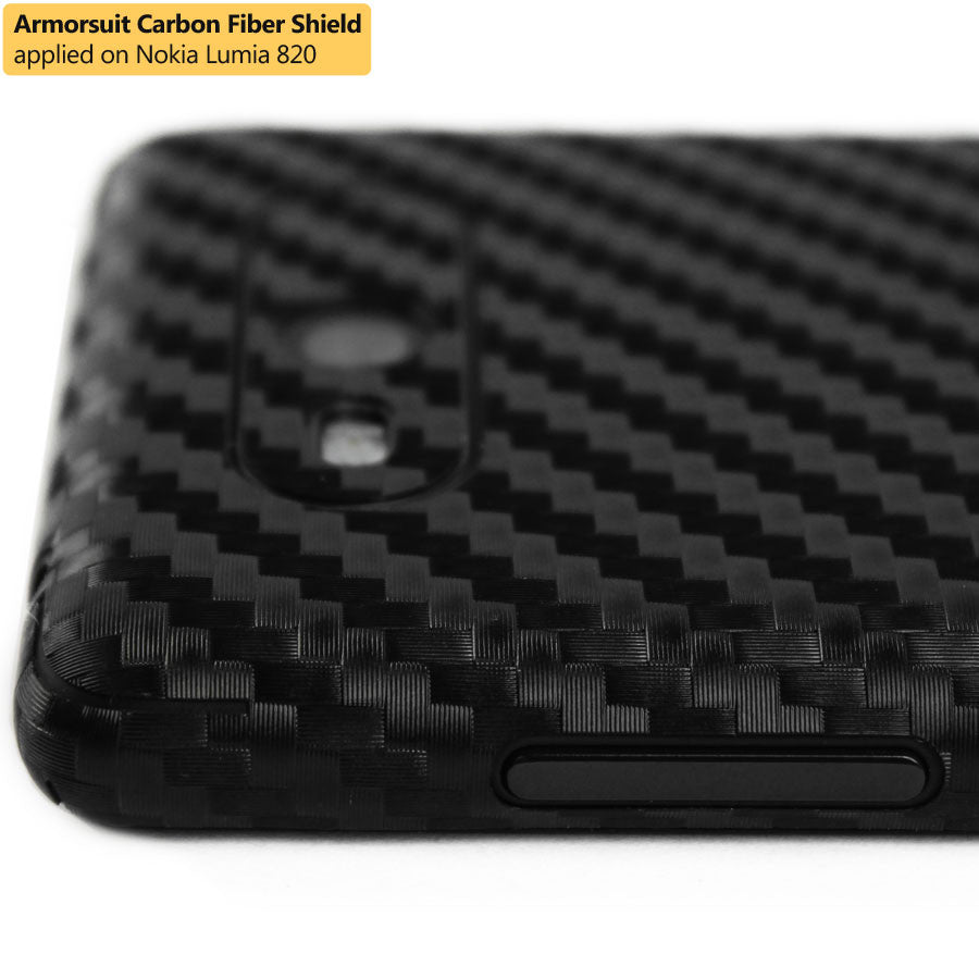 Nokia Lumia 820 Screen Protector + Black Carbon Fiber Skin Protector