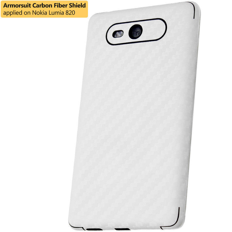 Nokia Lumia 820 Screen Protector + White Carbon Fiber Skin Protector